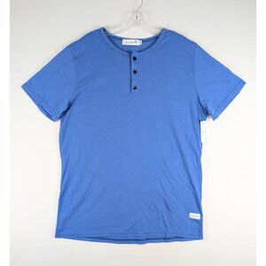 Kinetix Shirt Mens Medium Heather Blue Short Sleeve Henley T-Shirt